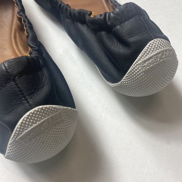 See By Chloe Flats 39 EU 9 US Leather Ballet Slip On Shoes Black Comfort Shoe - Picture 4 of 6